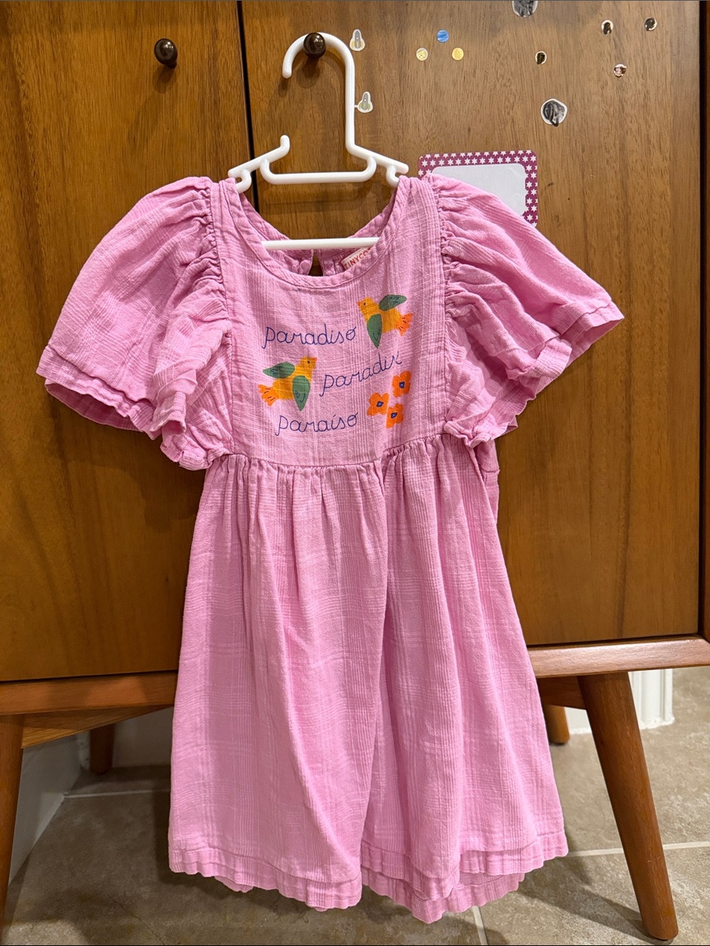Pink Paradise Embroidered Girls' Casual Dress